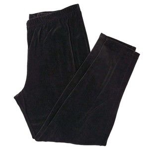 Velour Jogger Pants Black Pull On Elastic Waist Size L Vintage Liz claiborne